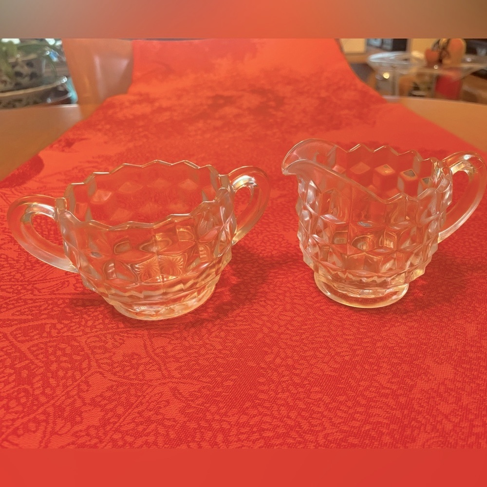 Fostoria American Sugar and Creamer - Picture 2 of 7